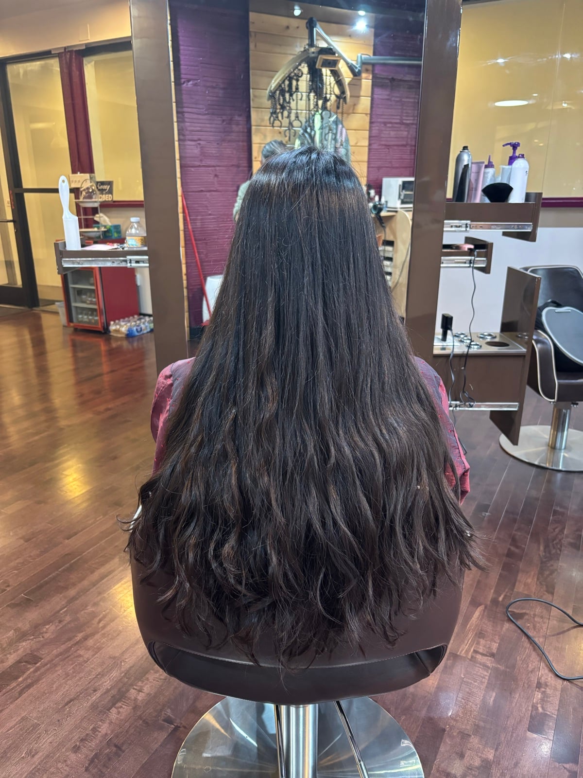 Before a women's cut, perm, and blow dry at Hair Salon K